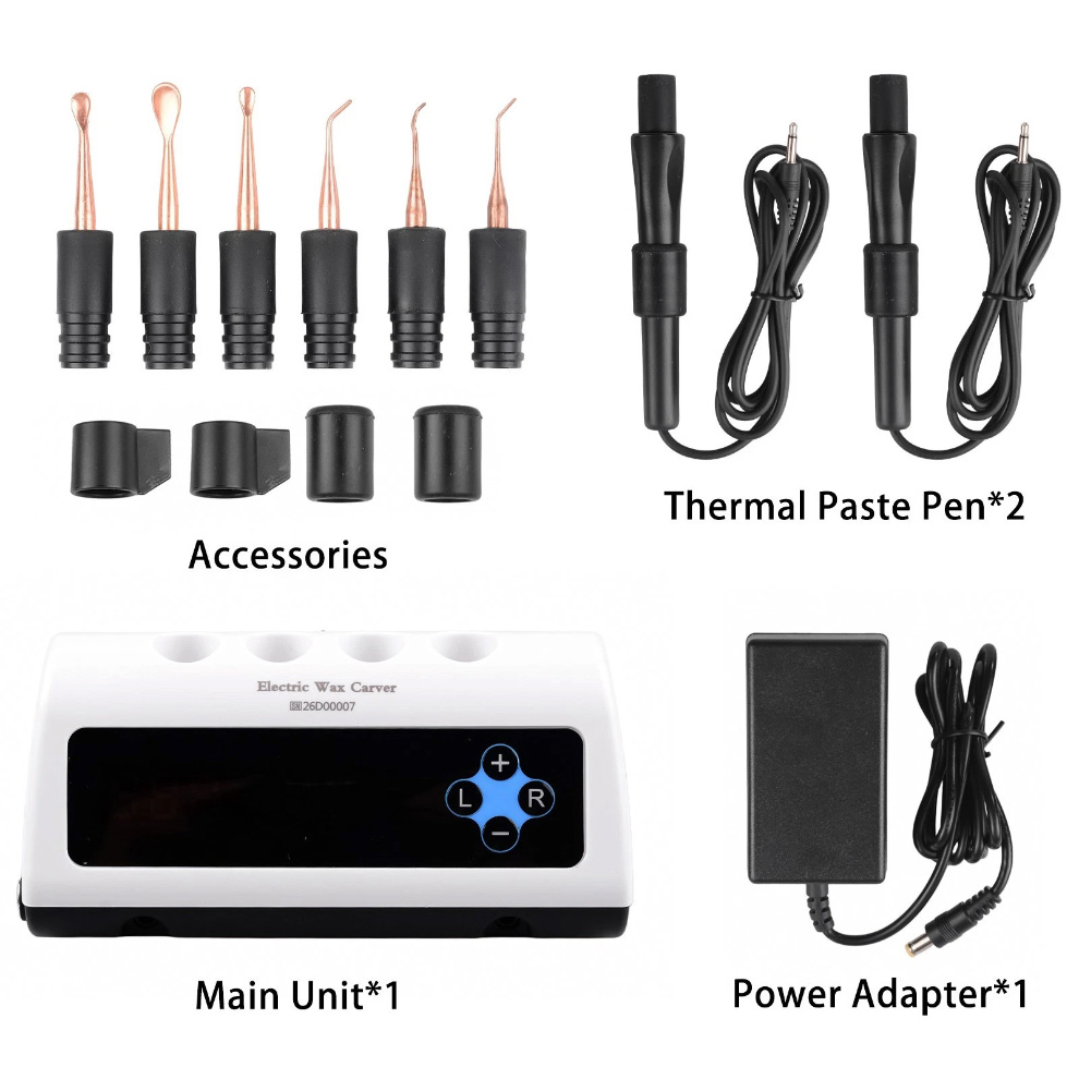 Dental Electric Wax Carver Dual Pen 100-200&deg;C Digital Wax Carving Unit with 6 Tips